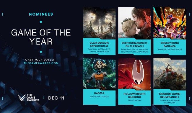 こちらがThe Game Awards 2025の全ノミネート作品です