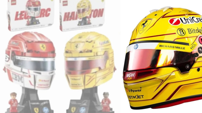 新しいLEGOフォーミュラ1およびフェラーリセットがリークアップ:シャルル・ルクレールとルイス・ハミルトンのヘルメット