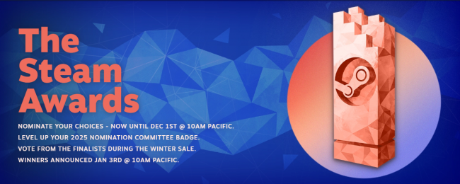 2025年Steamアワードのノミネーションが始まりました