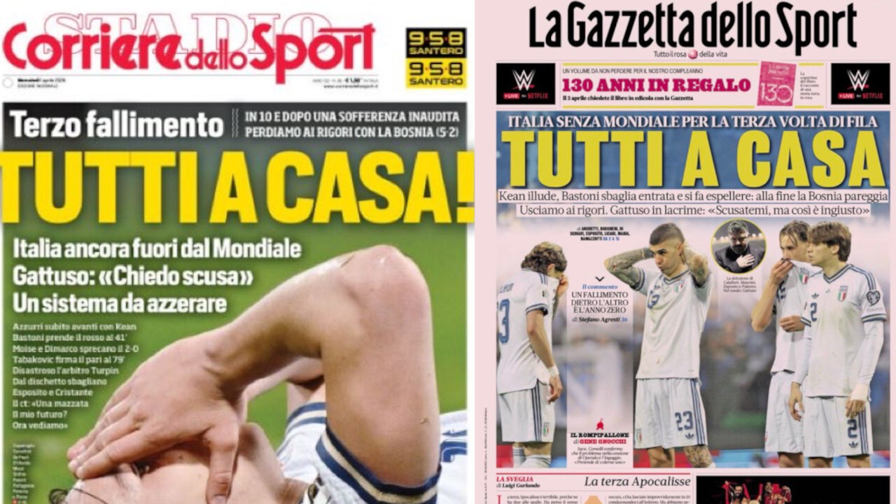 Tutti a casa」:イタリアの報道はワールドカップの惨事に反応し